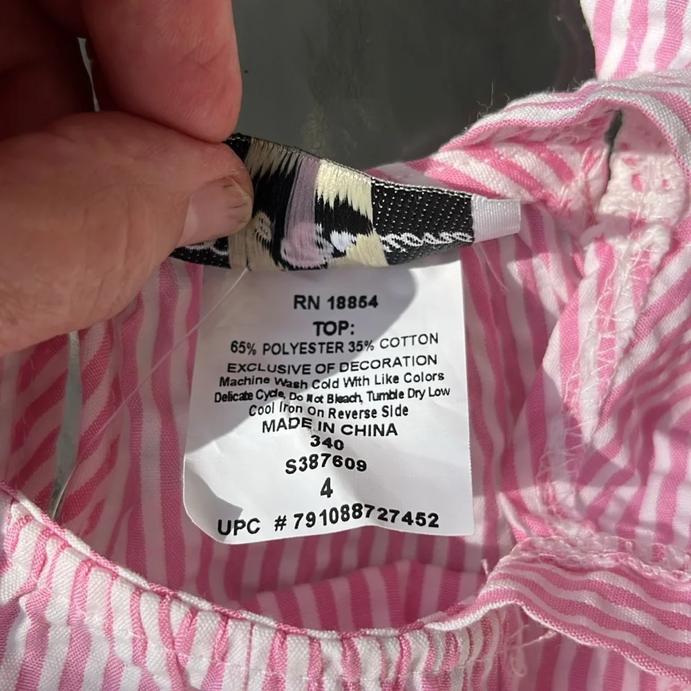 Rare Editions Pink and White Striped Seersucker Top and Shorts Set NEW Size 4